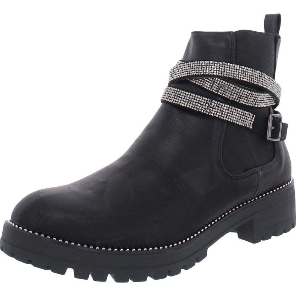 Steve Madden Womens Chelsey Black Faux Leather Ankle Chelsea Boots Shoes NWT